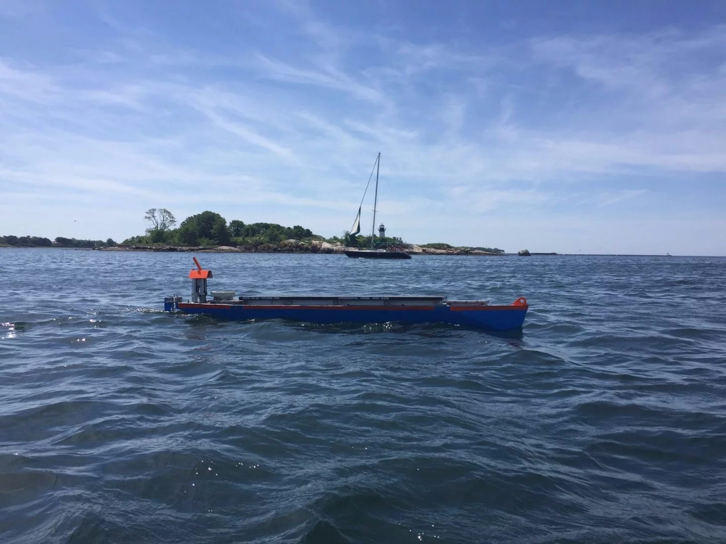Solar Voyager during its sea trials in Goucester Harbor, earlier this year