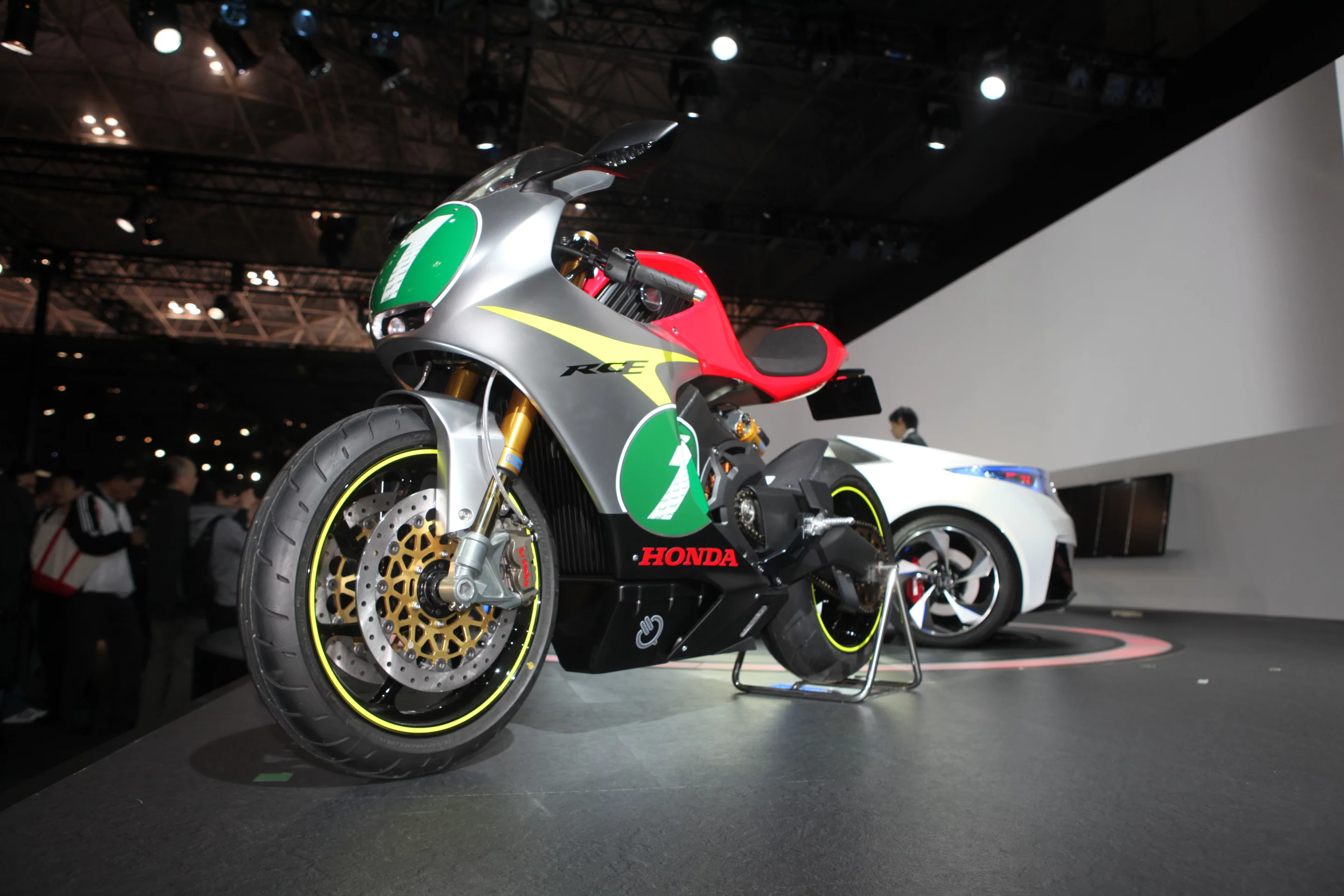 The original Honda electric racing bike shown at the 2011 Tokyo Motor Show
