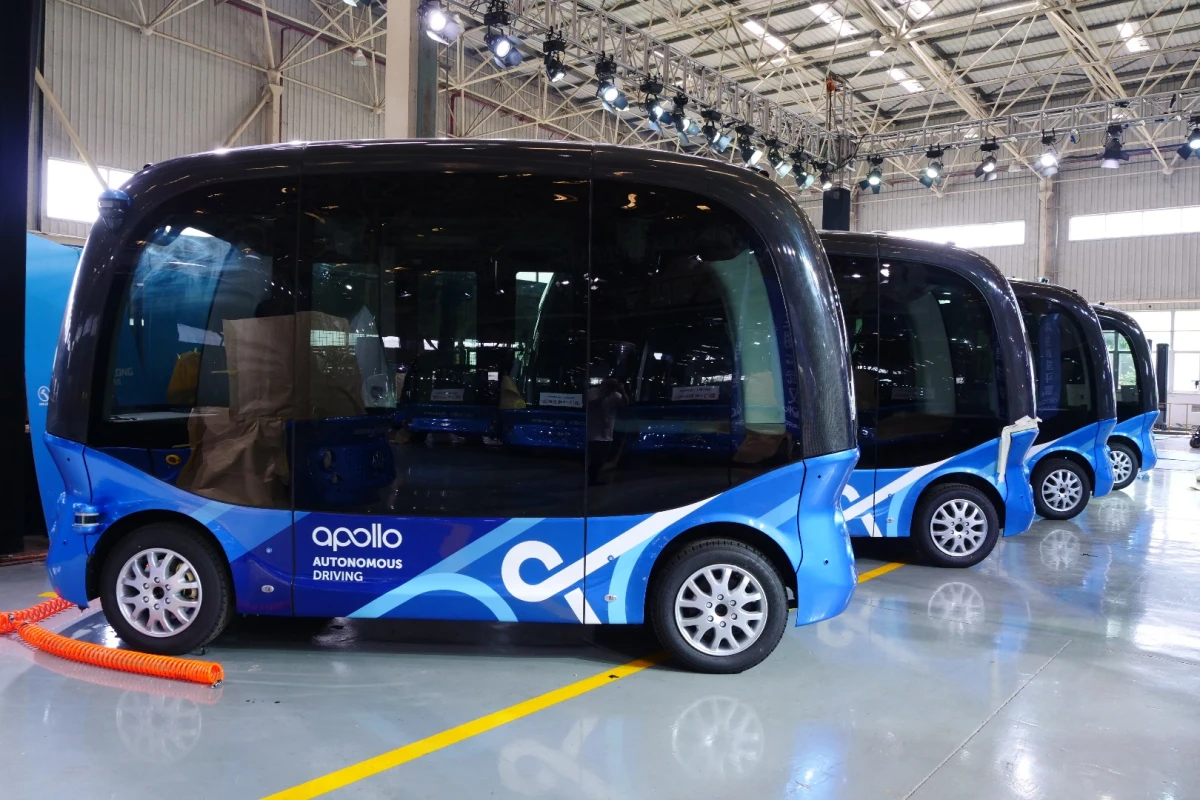 Almost ready to roll: Built by King Long and powered by Baidu's Apollo autonomous platform, the first stop for the Apolong self-driving mini bus will be Chinese cities, before heading to Japan and beyond