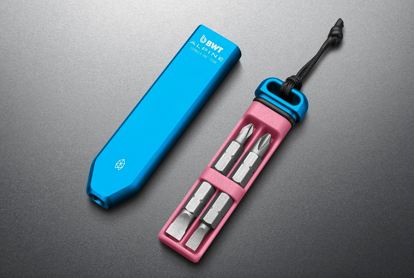 The James Brand Warrick BWT Alpine F1 Team edition hides its purpose inside a sealed slide-out bit cache