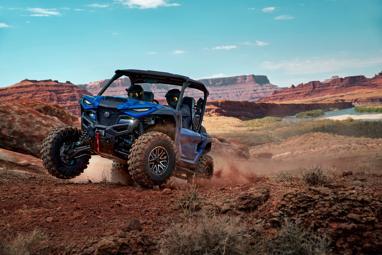 WIth its three-mode drive system and adjustable suspension, the Yamaha Wolverine RMAX 1000 tackles whatever's ahead of it