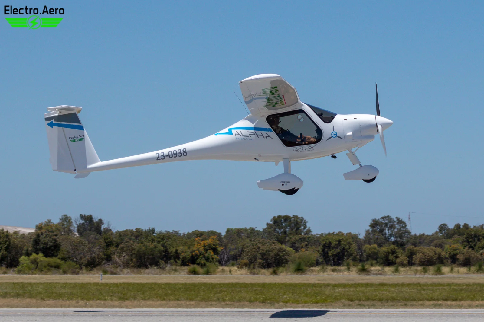 The first test flight of a commercial electric light aircraft in Australia
