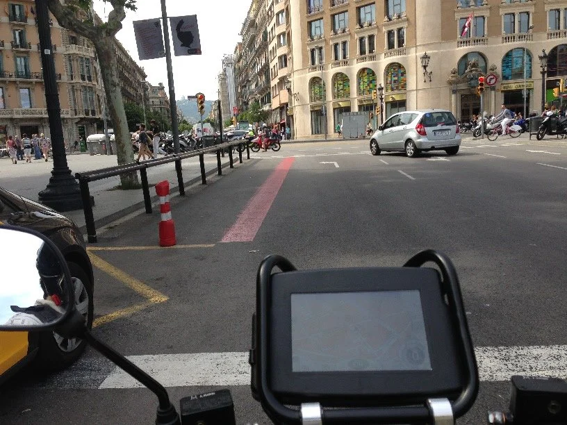 The scooters include an on-board screen for navigation