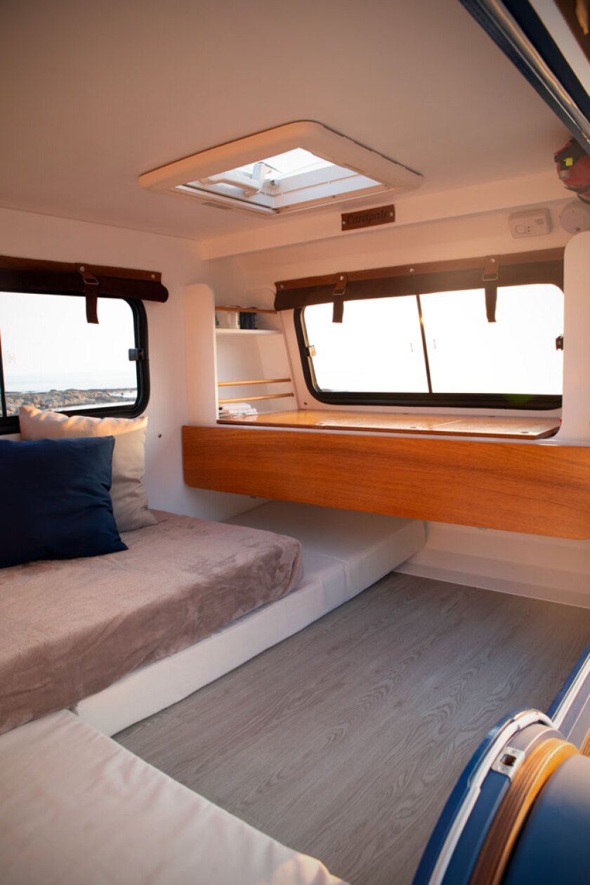 The interior gets plenty of light thanks to the three wide windows and skylight