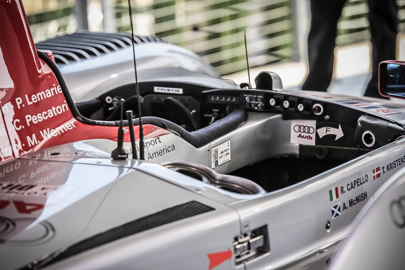 Inside the driver's seat of the LeMans winning Audi R8