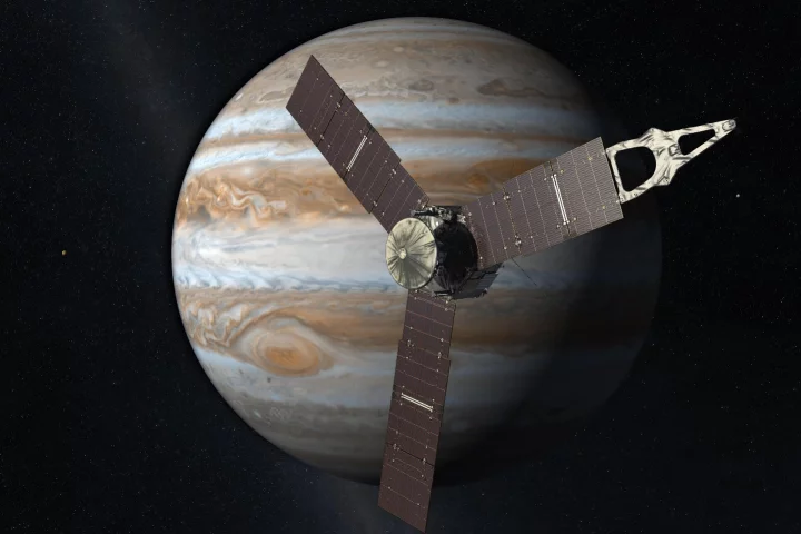 Artist's impression of Juno arriving at Jupiter