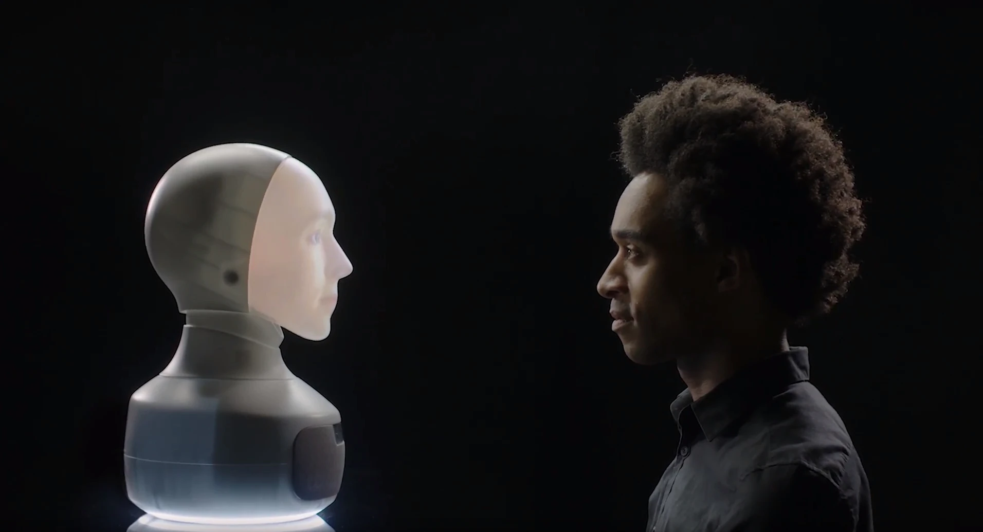 The Furhat system uses back-projection to display a human face onto a mask