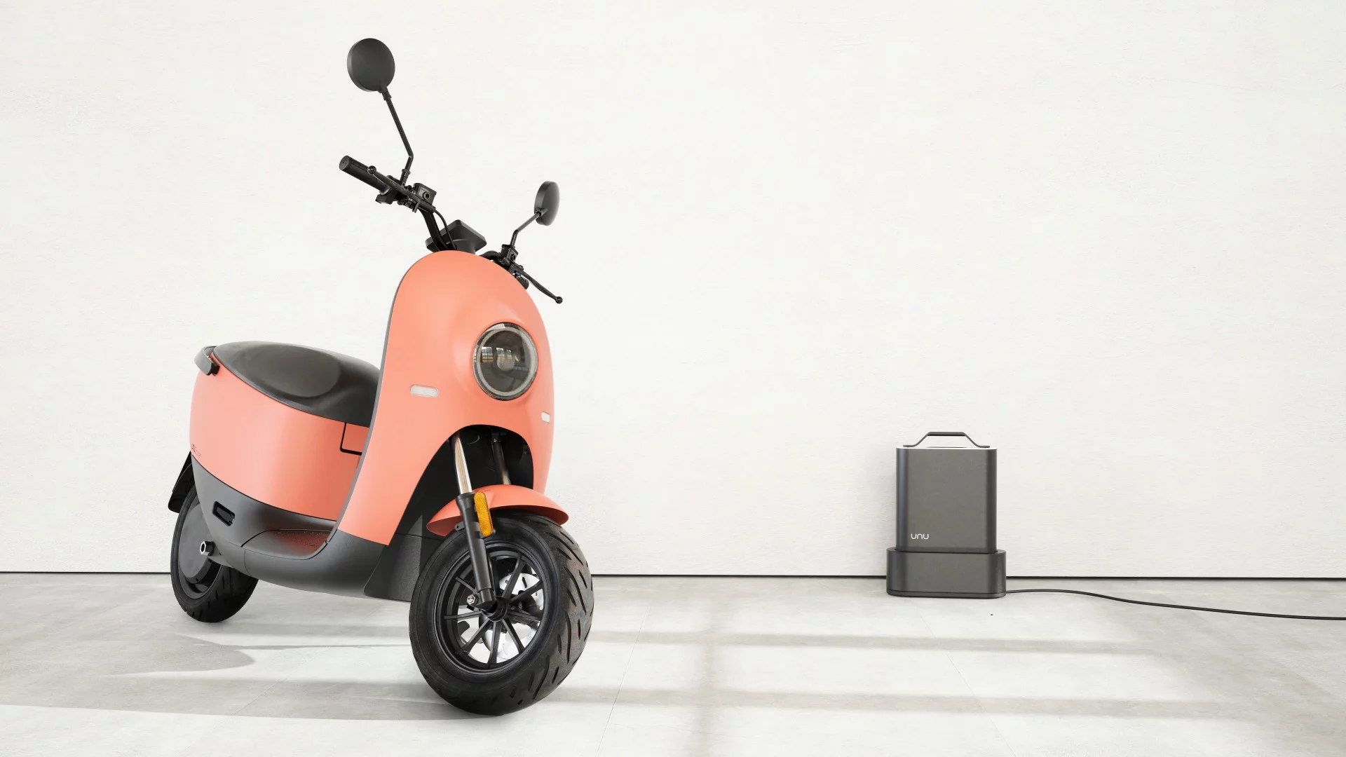 The unu Scooter's battery packs can be removed for charging at regular power outlets