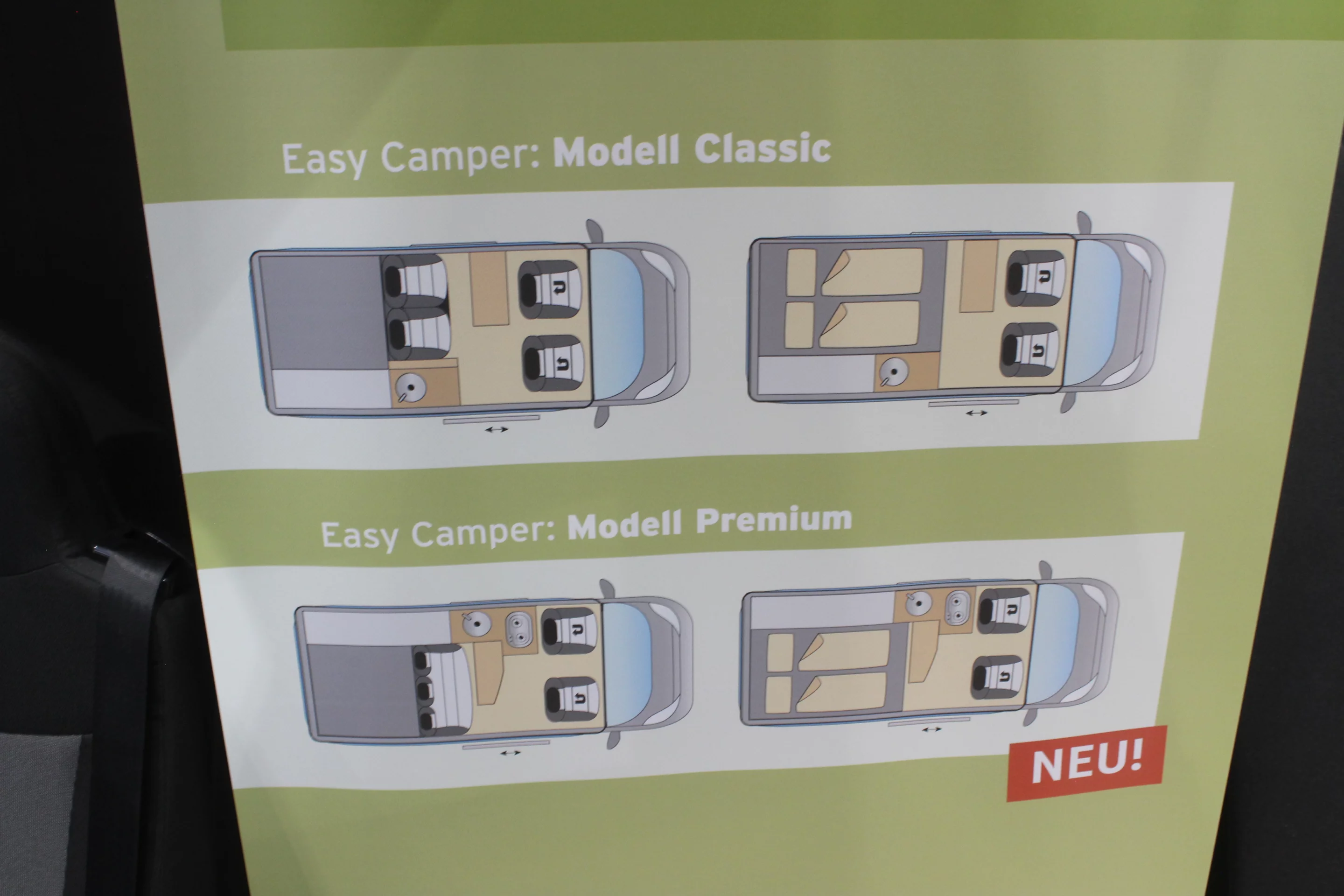 Easy Camper Classic and Premium floor plans (day/night)