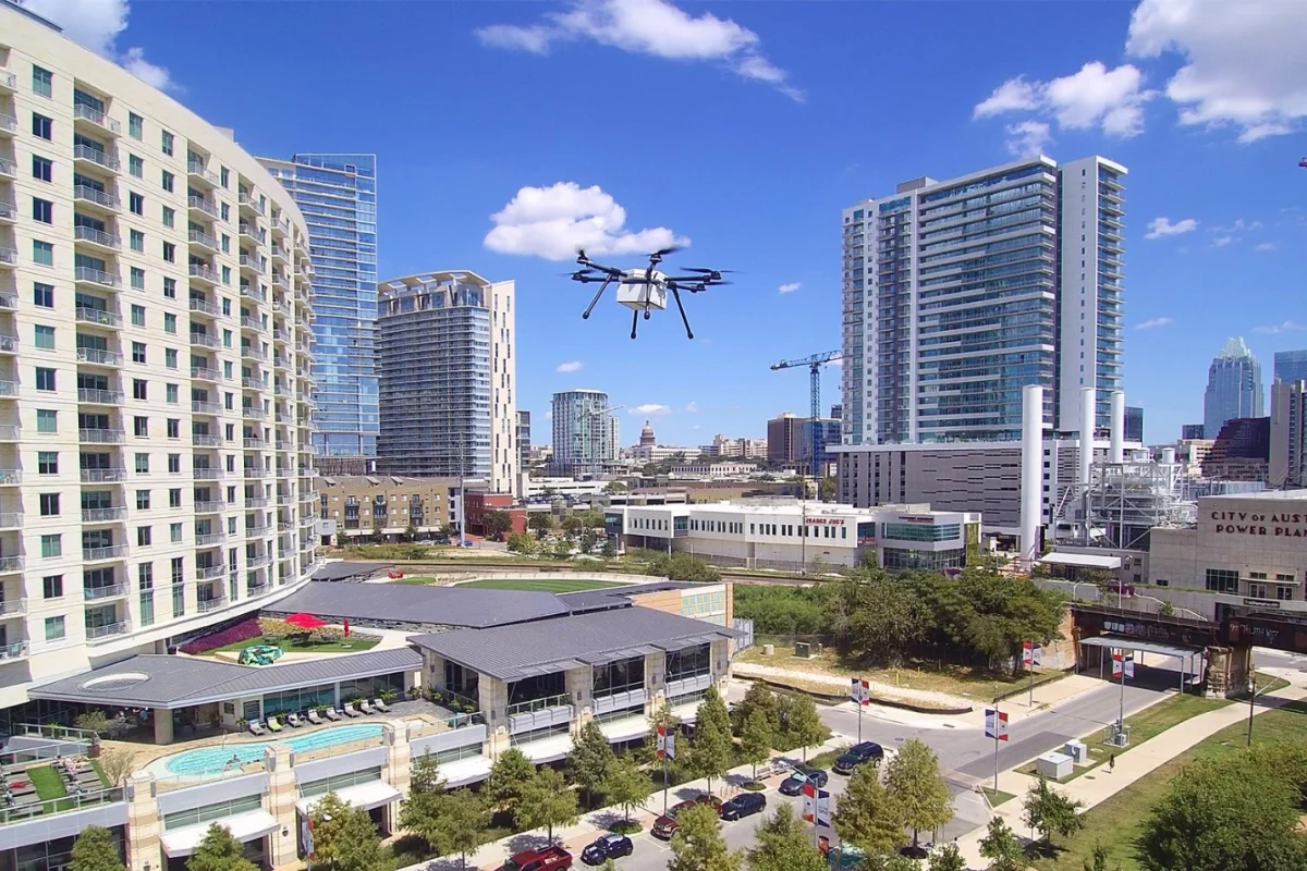 Pegasus and the Austin skyline