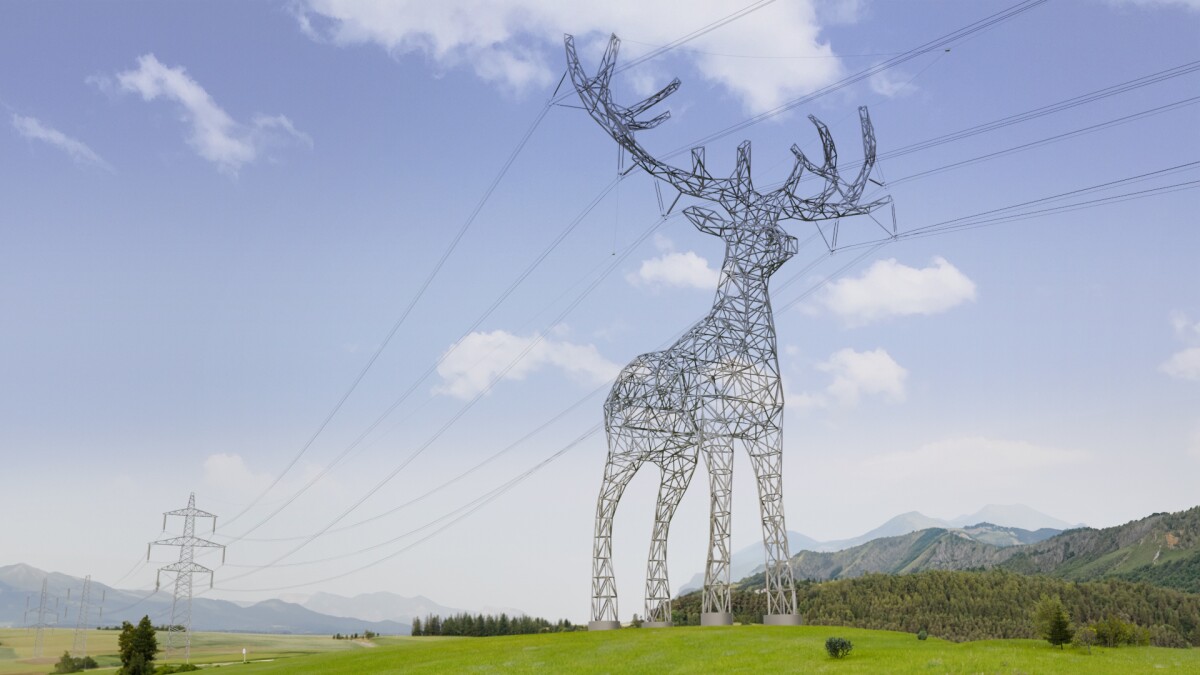 Power lines go wild with giant animal pylons