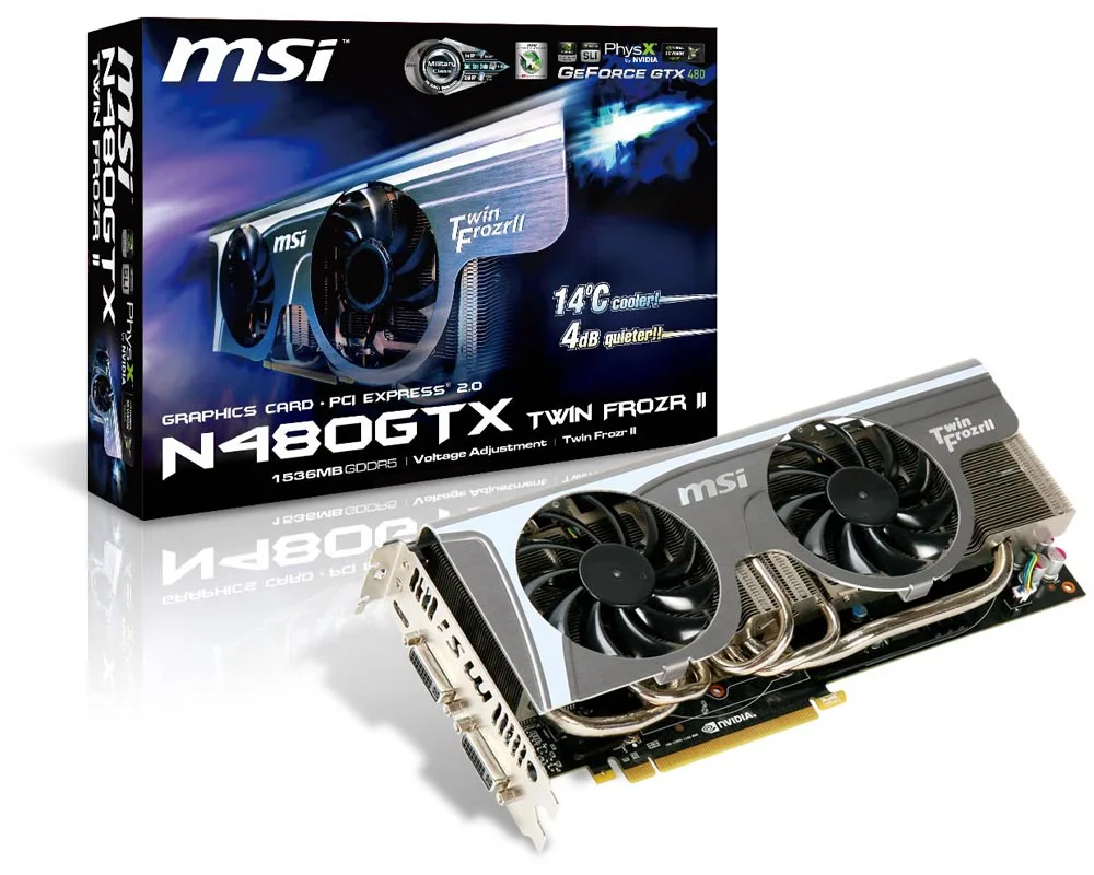 MSI's new low noise, low heat N480GTX Twin Frozr II graphics card