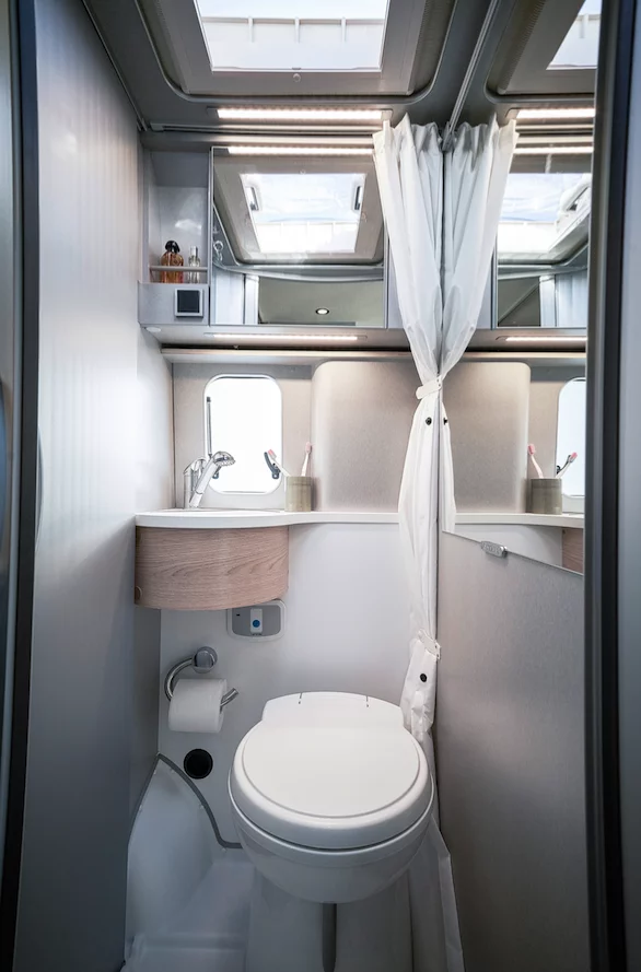 Each Free includes a wet bathroom with cassette toilet, sink and pull-out faucet/shower