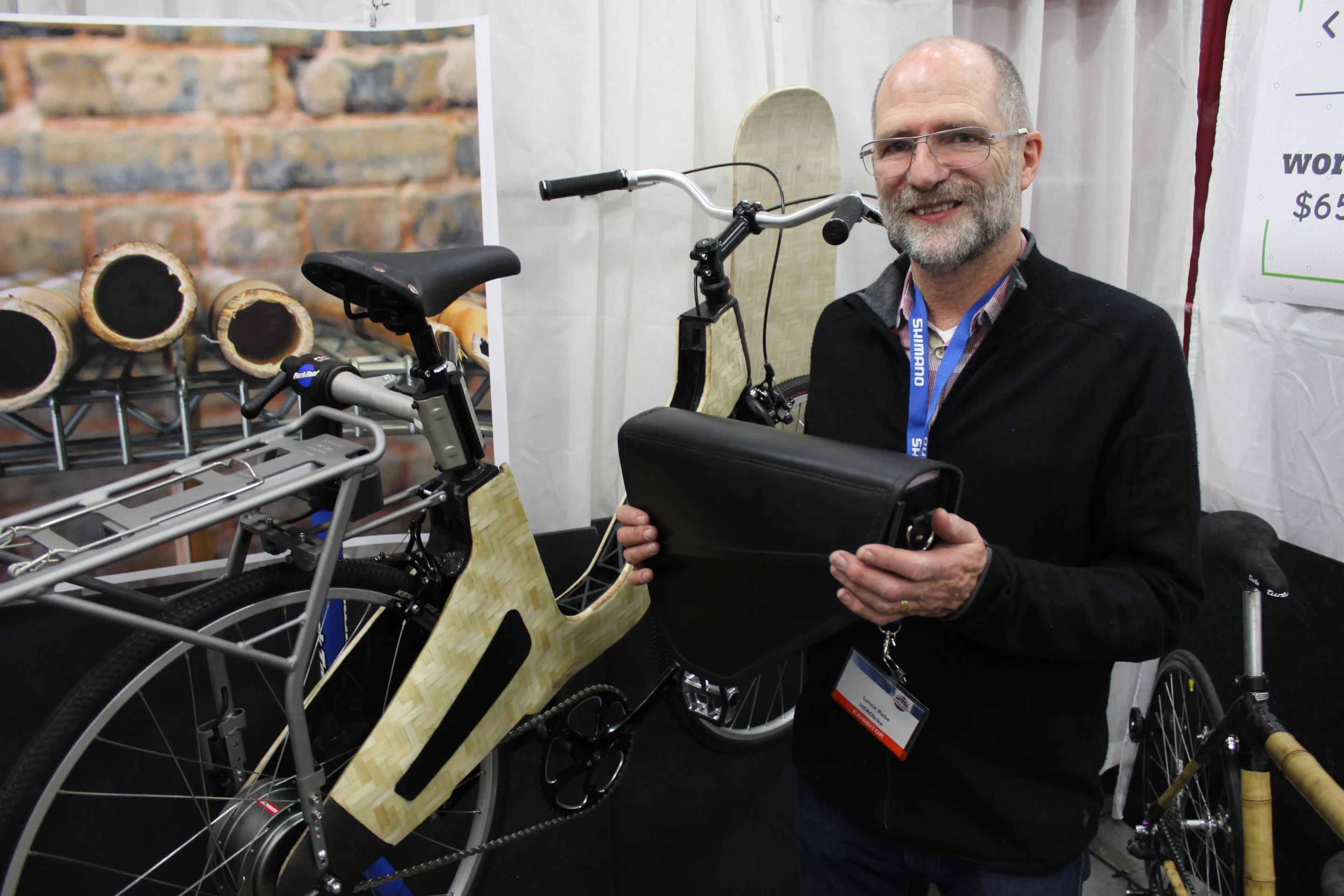 HERObike designer Lance Rake, with the Bamboost prototype (Photo: Ben Coxworth/Gizmag)