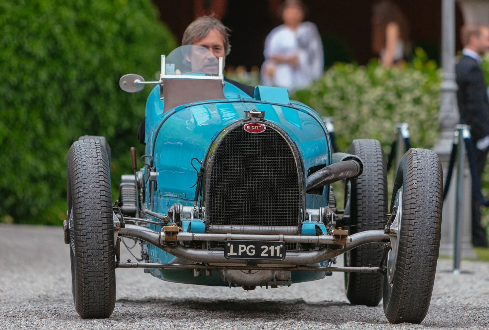 This Bugatti T59 is owned by Marc Newson (pictured in the car), often described as the most influential designer of his generation. Newson's small collection includes an Aston Martin, Lamborghini, Ferrari and a Cisitalia, most of them much older then he is, but they all get lots of miles and Newson is a regular starter in the Mille Miglia.