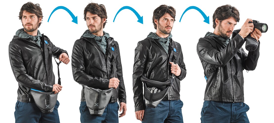 The Agua storm-proof quick-draw camera carrier offers quick access to your camera