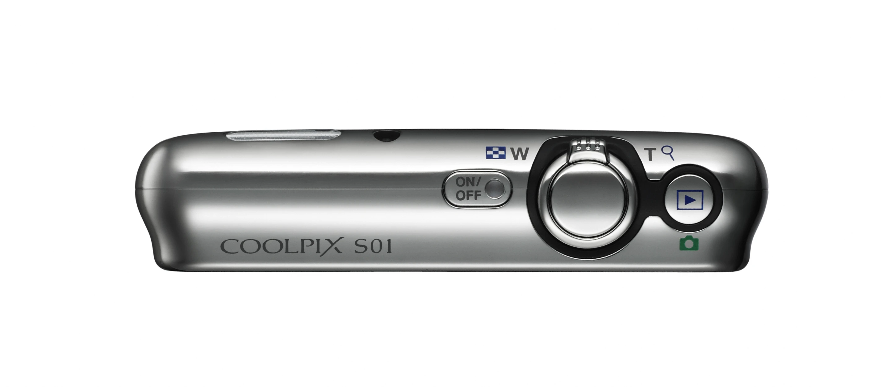 Photos and video from the Nikon COOLPIX S01 are stored on 7.3 GB of internal memory and accessed via high-speed USB