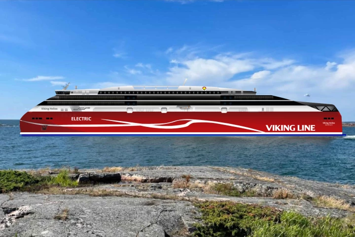 The Helios all-electric passenger-car ferry will operate between across the Gulf between Finland and Estonia as part of an effort to clean up maritime transport's emissions act in the region