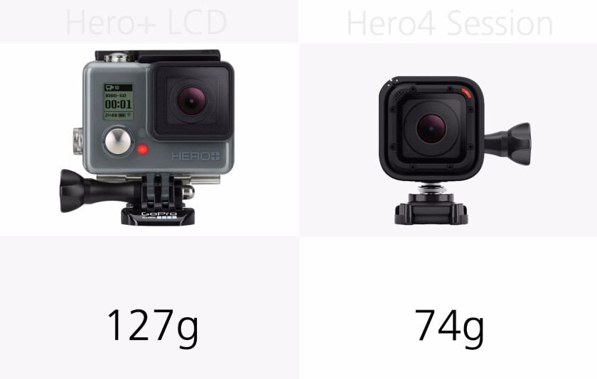 GoPro Hero+LCD and GoPro Hero4 Session weight