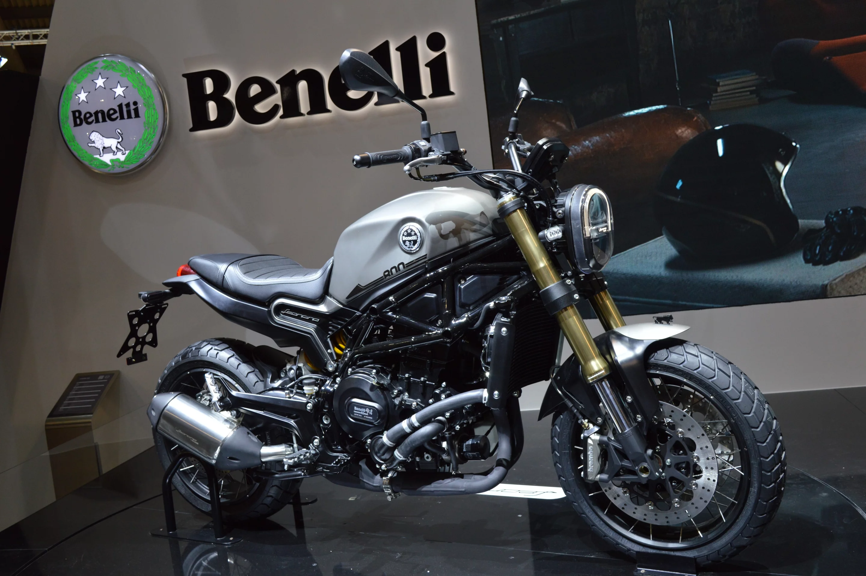 The production-ready Benelli Leoncino 800 in standard trim took center stage at its EICMA booth