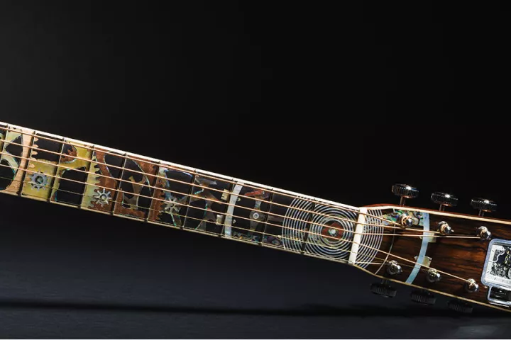 The special edition Martin dreadnought has a working RGM timepiece embedded in its headstock