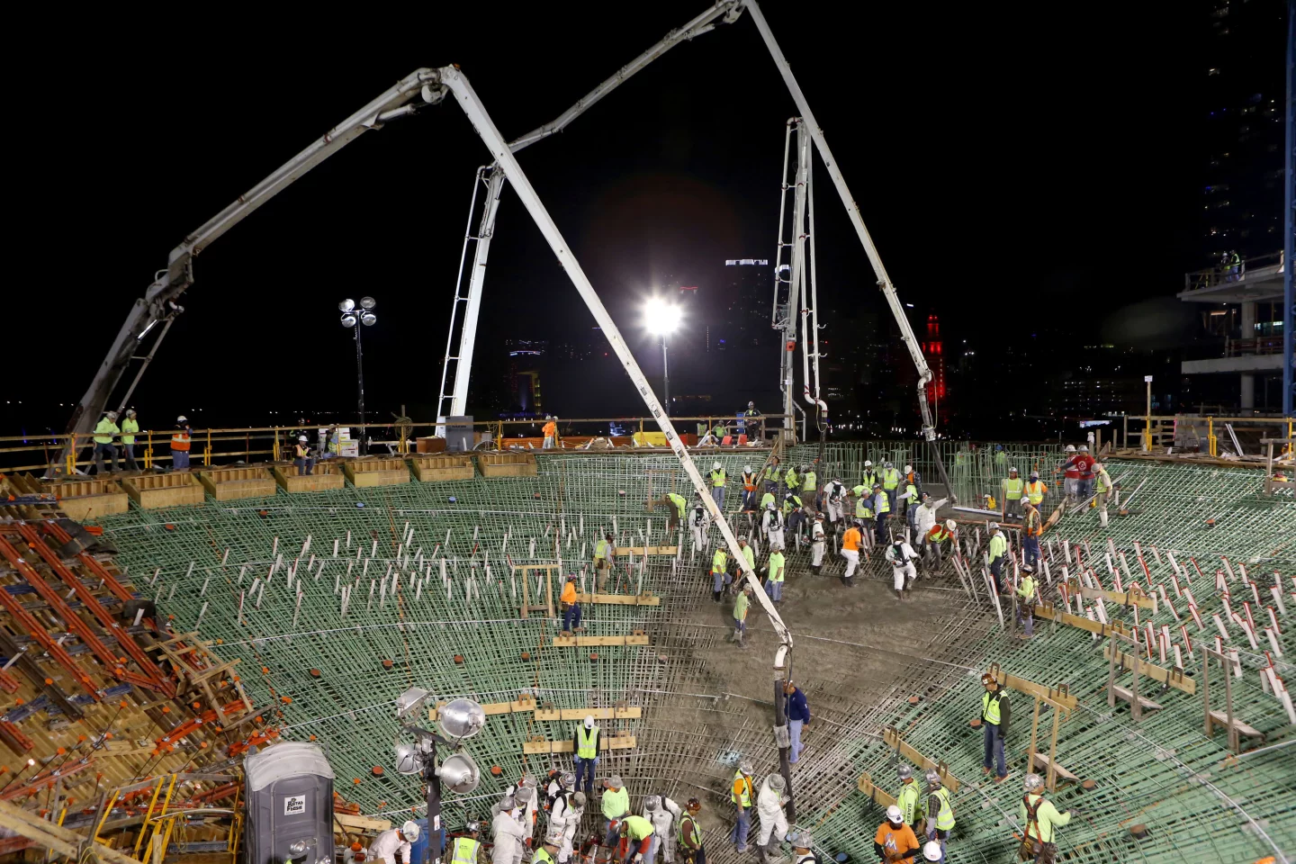 Pouring the concrete for the construction of the Gulf Stream Tank
