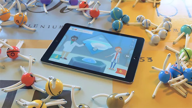 With a mobile device's camera, the Happy Atoms mobile app can scan and identify molecules that have been built