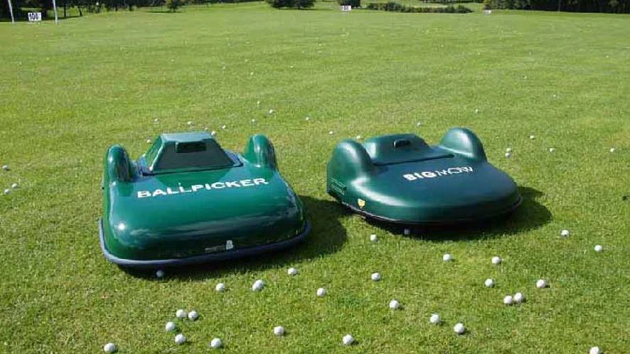 The Ball Picker and BigMow robots are designed to autonomously prowl the golf range