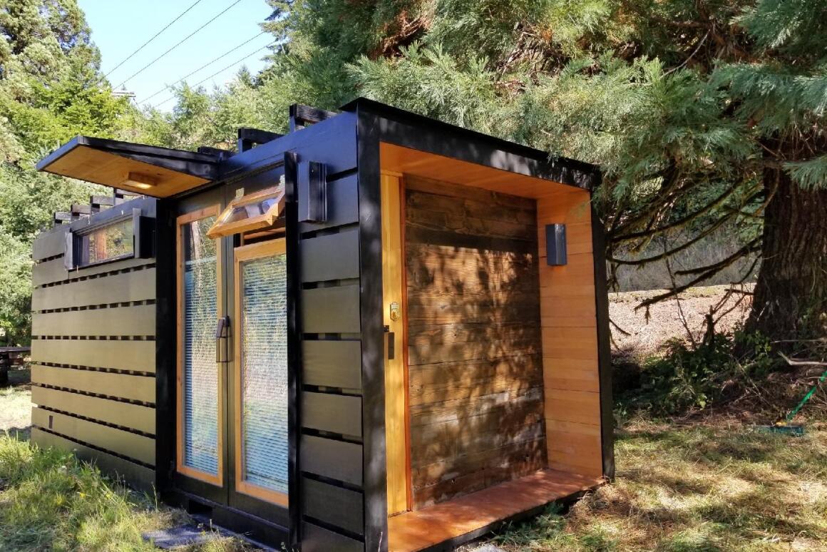  Shipping  container  turned into compact tiny house for two