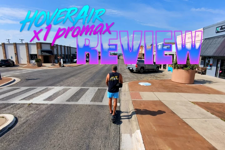 The Hoverair chasing Joe on his scooter