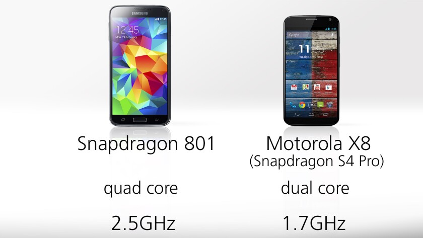 The GS5's Snapdragon 801 is a smidge faster than the Snapdragon 800
