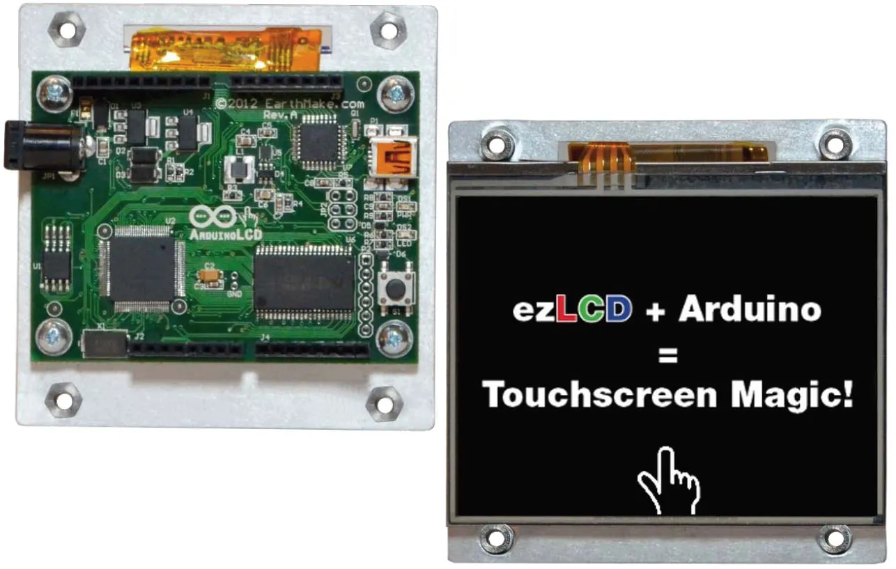 The ArduinoLCD is a touchscreen designed for use with the Arduino microcomputer