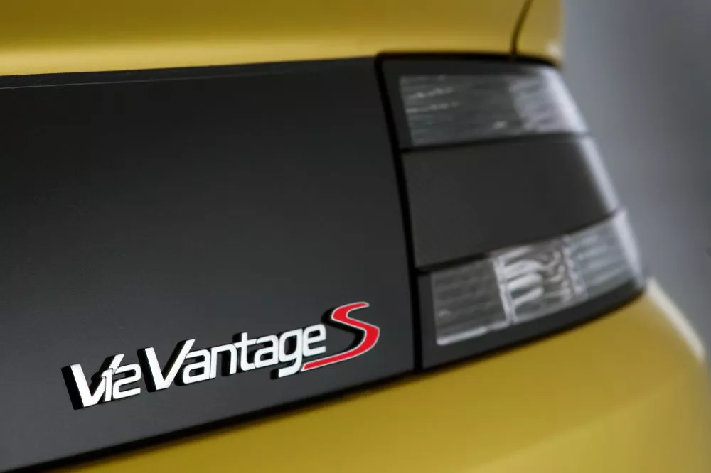 Vantage S graphics pack includes black painted roof, painted boot panel and obligatory V12 Vantage S badging