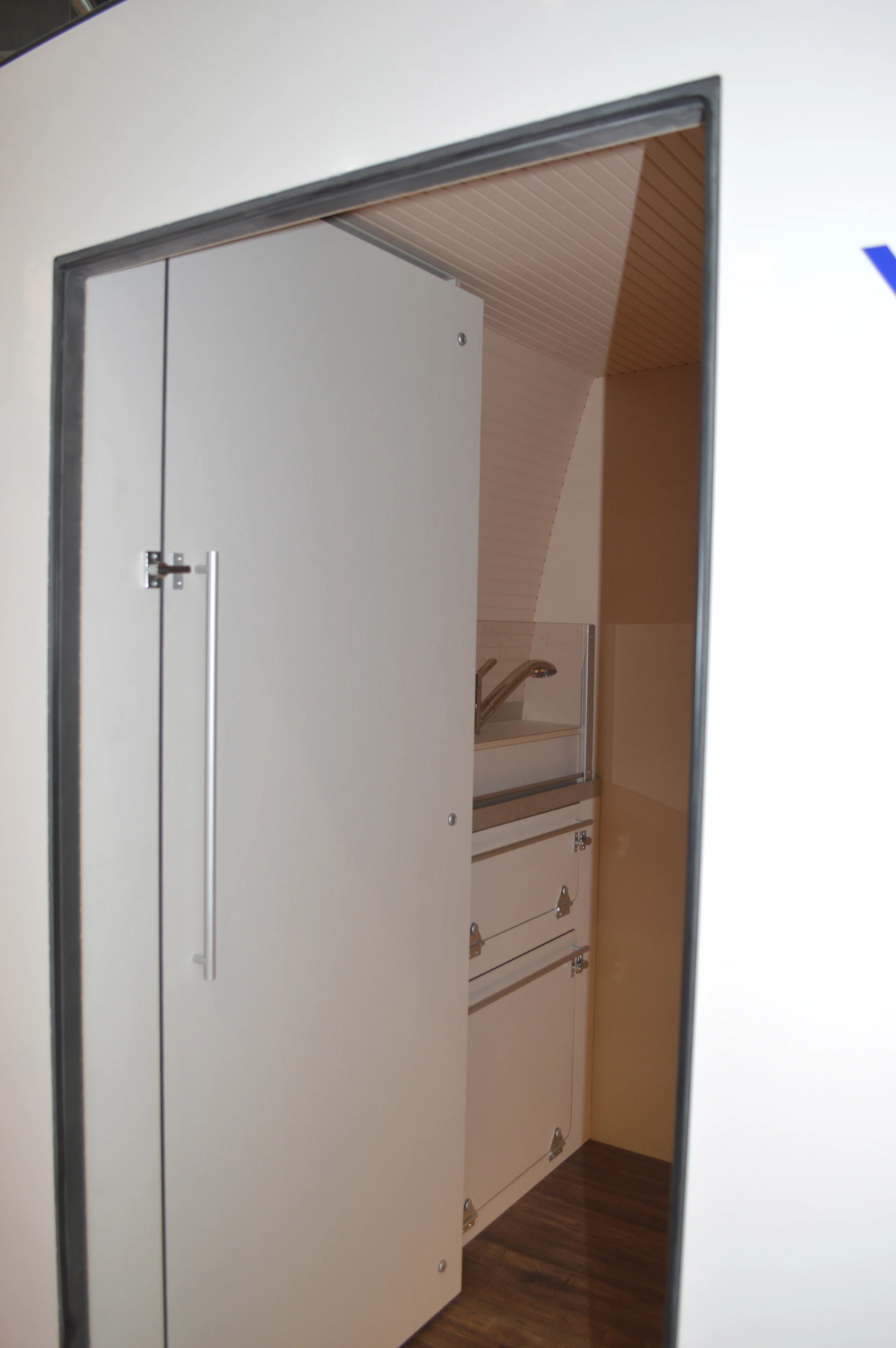 A peek inside at the Lucky Wagon's compact kitchen area