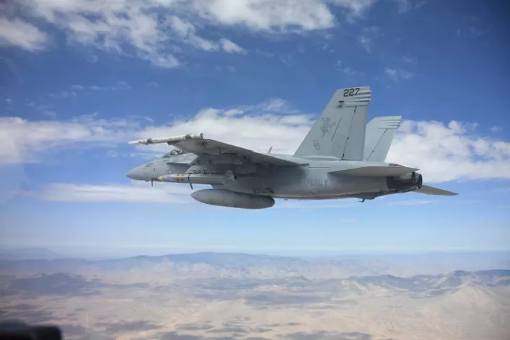 US Navy F/A-18 Super Hornet carries the AARGM-ER