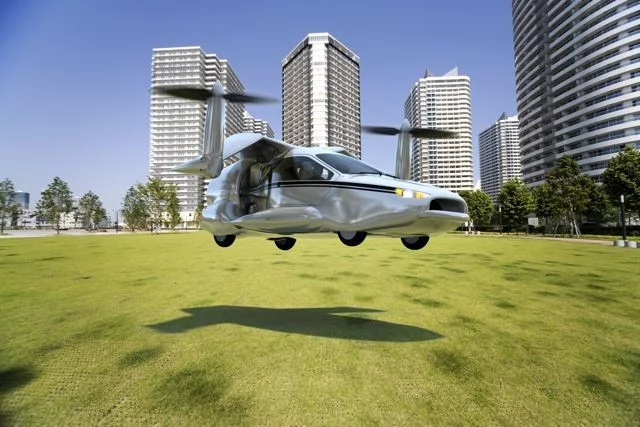 The TF-X's retractable propellers lift it for takeoff