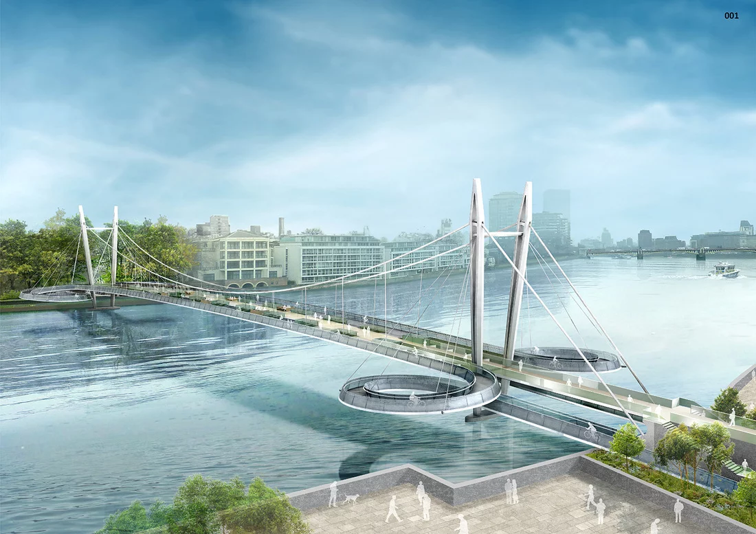 Access to this bridge would be via spiral slopes (Image: NEP Bridge Competition)