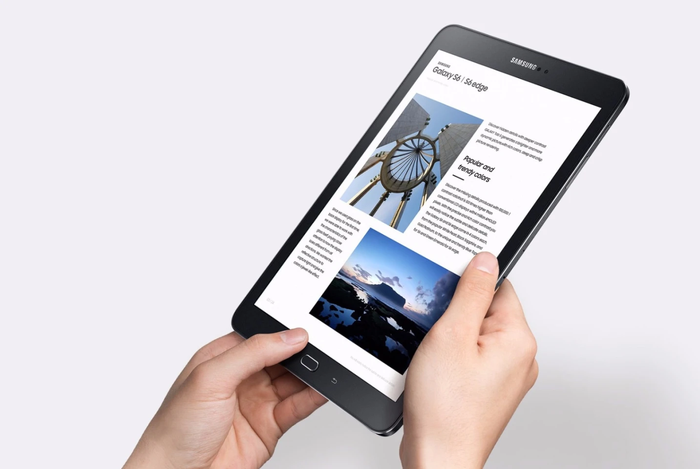 The Galaxy Tab S2 has a Super AMOLED display with deep blacks