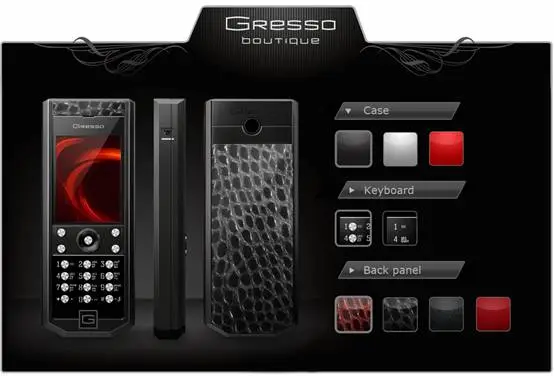 The Gresso online "boutique" offers up to 40 customizable combinations