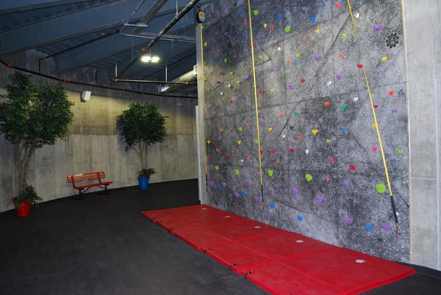 A view of one of the shelter climbing walls