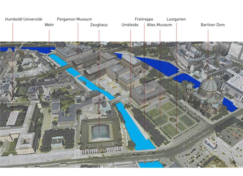 Map of the River Spree in Berlin and designated swimming pool zone (image: united:realities)