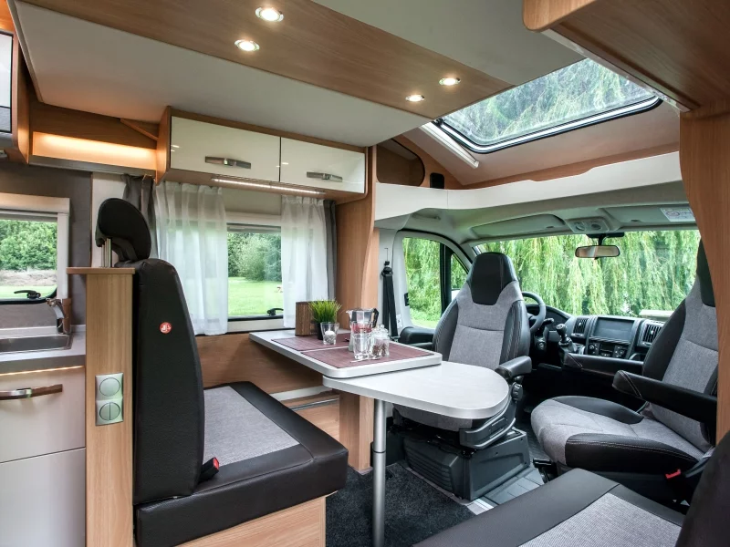 The Boxer T 740 EB sleeps two or four and seats up to five around its expanding dining table