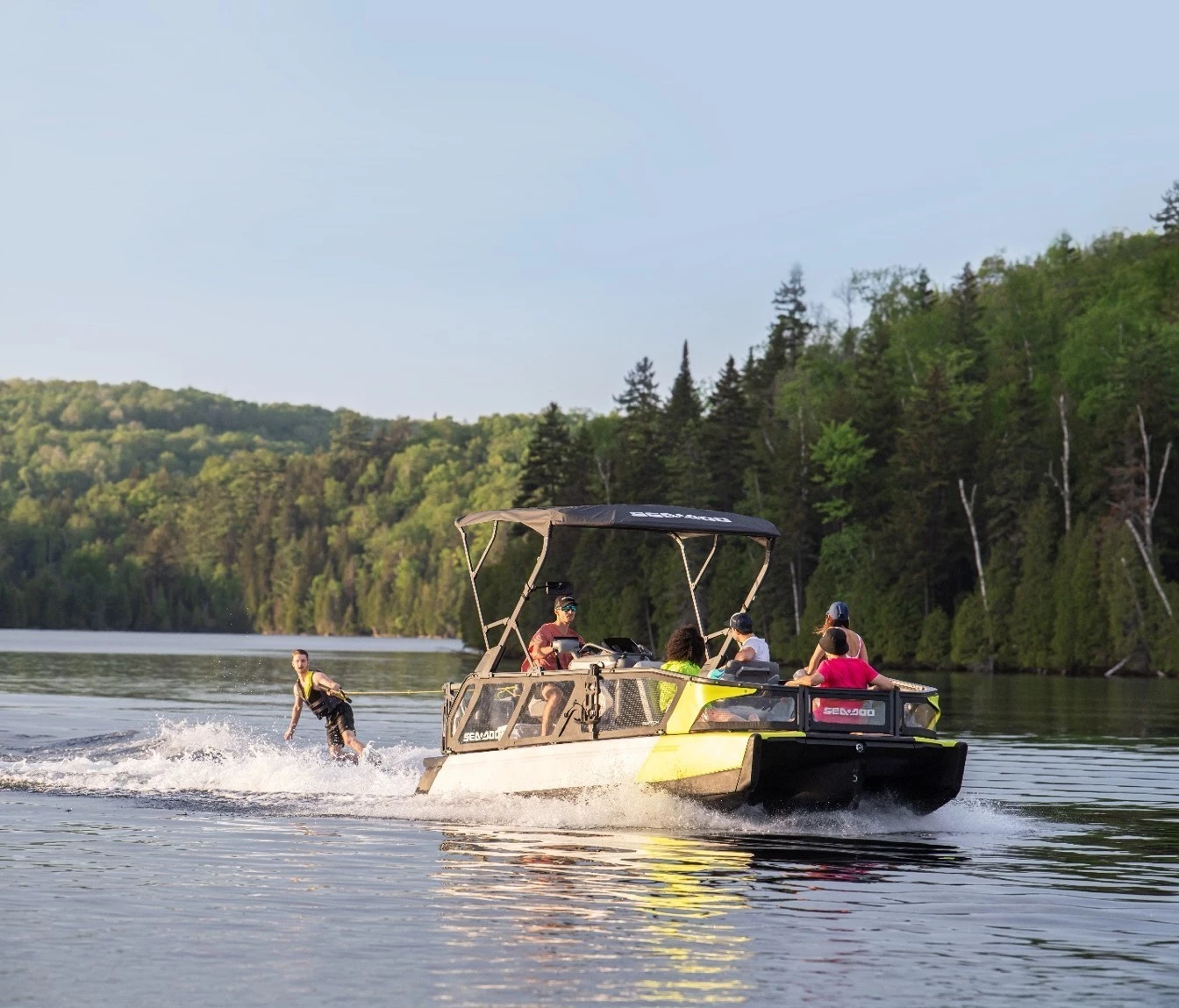 The 2022 Sea-Doo Switch Sport does some wakeboarding