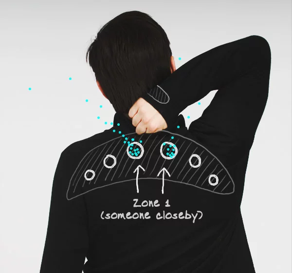 Three pairs of massage motors are set up in zones which are linked to source signal location