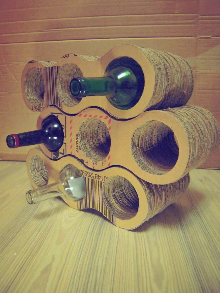 The company's range includes a cardboard wine rack