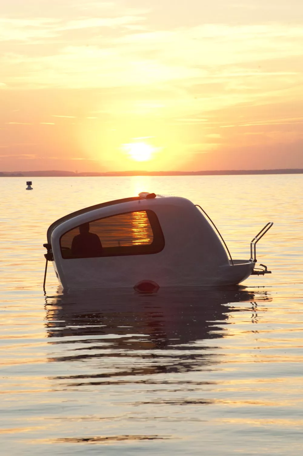 Sealander is a unique vehicle that combines features of an electric motor-powered boat and a camping trailer