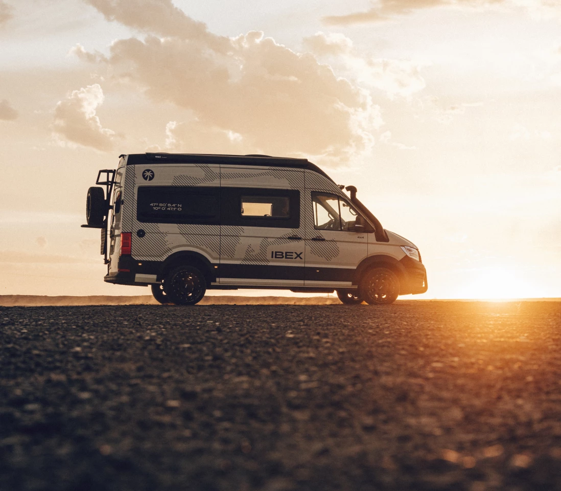 Catching the last burst of "sunlight" in the Ibex camper van