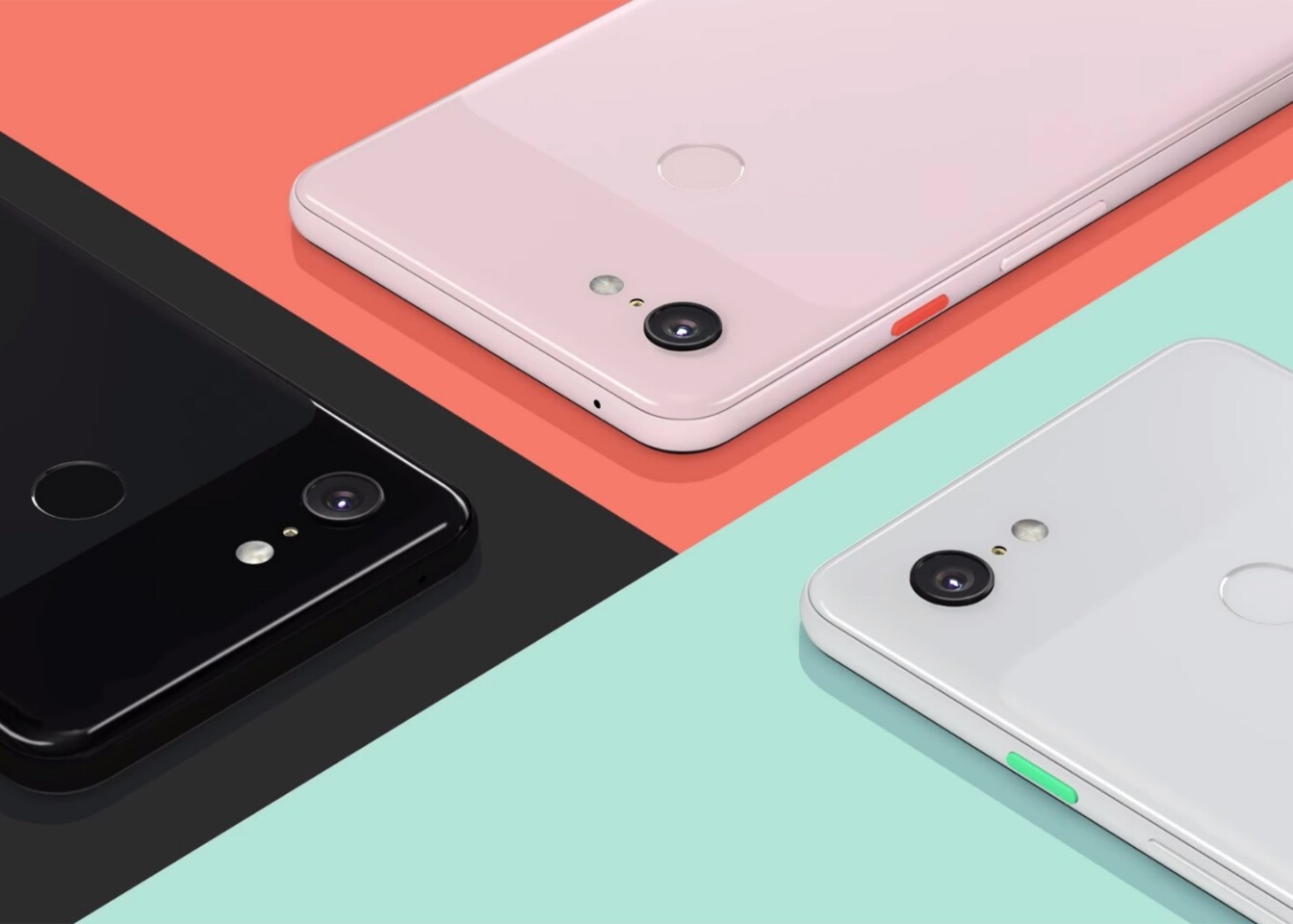 The Pixel 3 phones are on sale in black, white, or a light pink