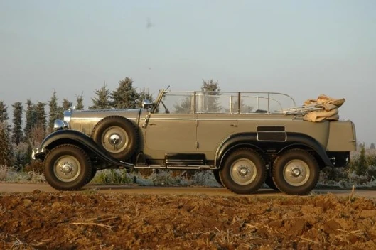 The extremely rare Mercedes-Benz G4 offroader, fully operational with completely overhauled mechanical components but with all the deliberately retained traces of its venerable age.