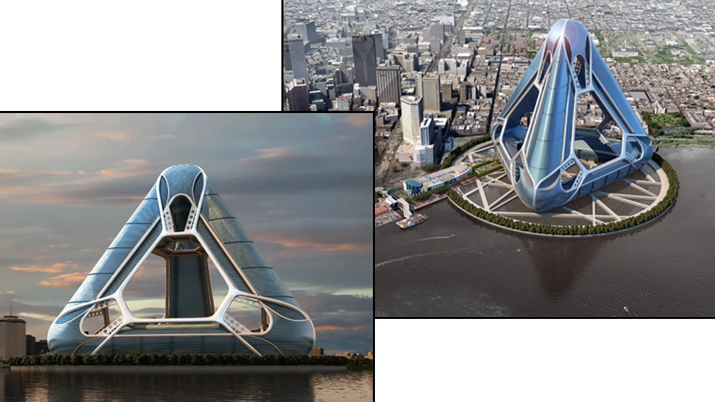 The New Orleans Arcology Habitat (NOAH) concept for the banks of the Mississippi